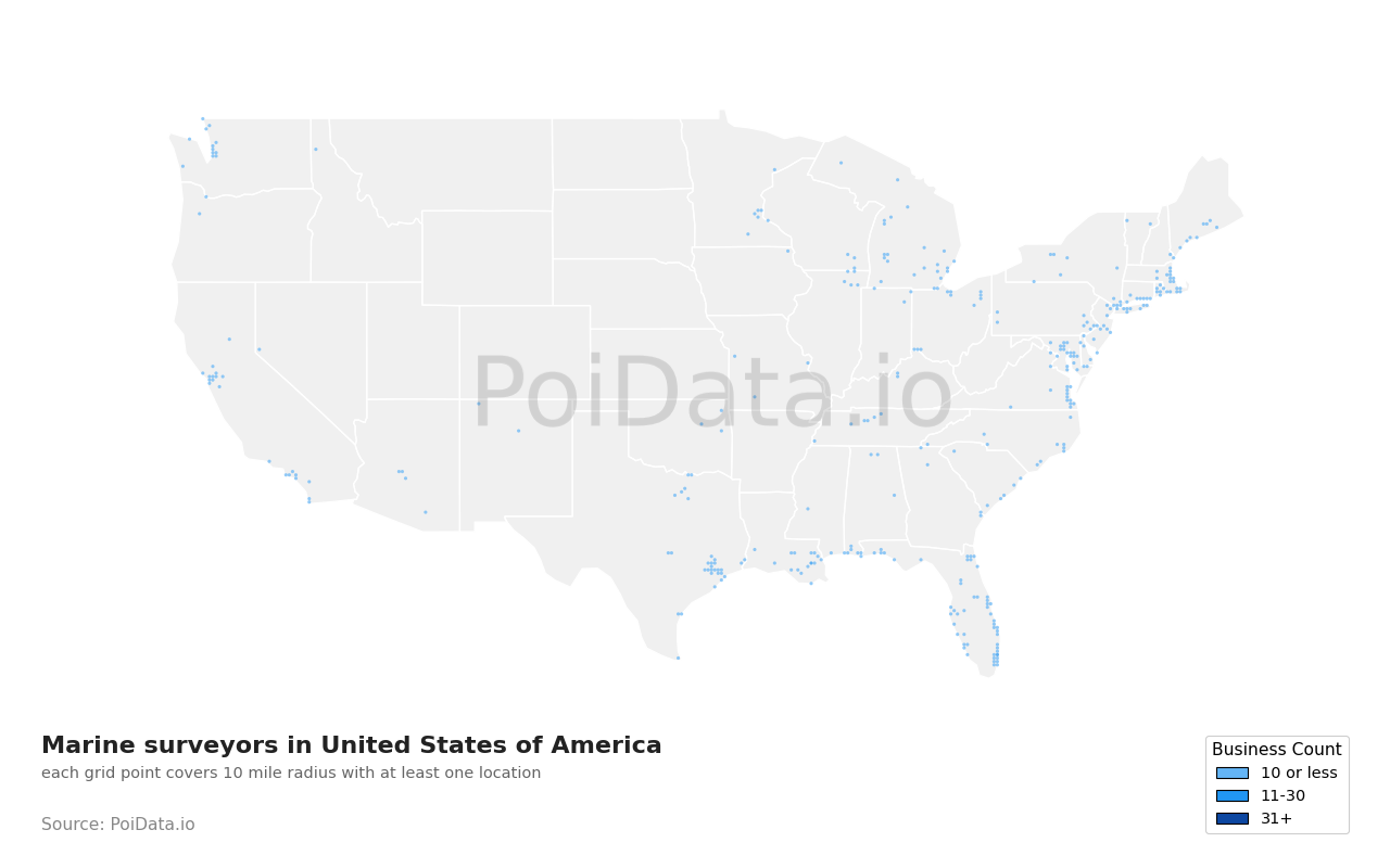 Marine surveyor density map for United States