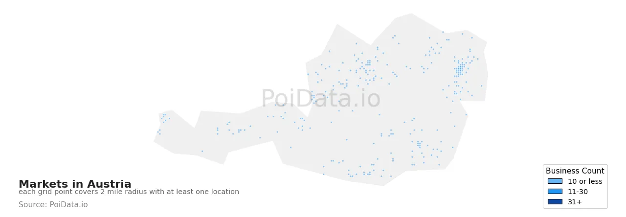 Market density map for Austria