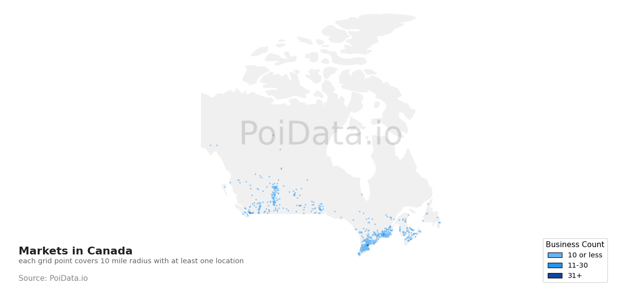 Market density map for Manitoba, Canada