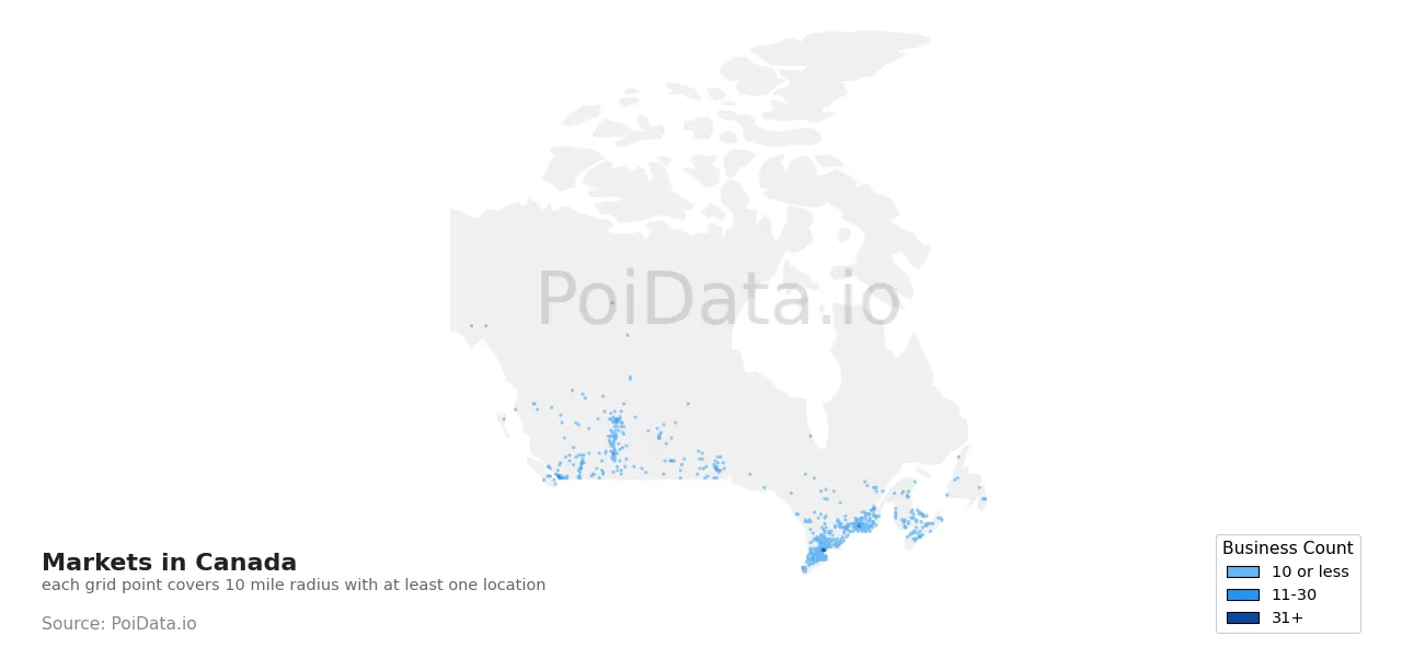 Market density map for Canada