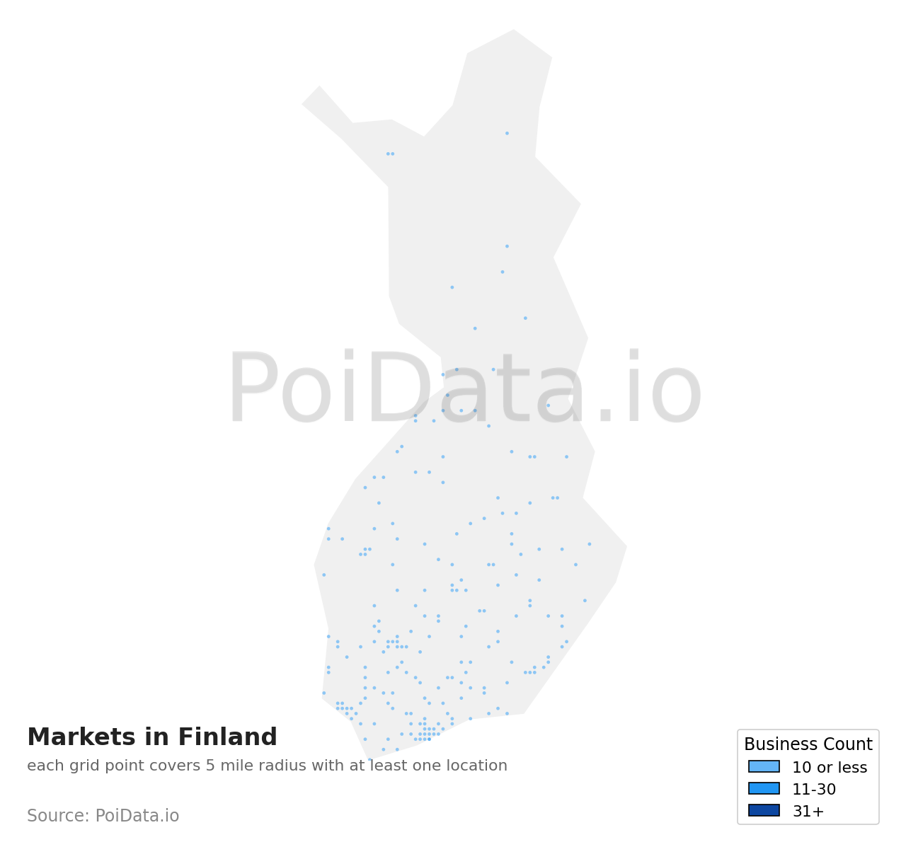 Market density map for Finland