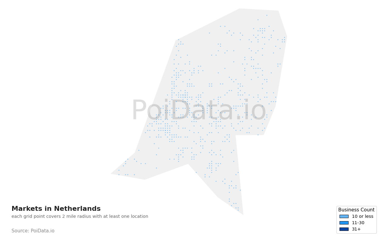 Market density map for Netherlands