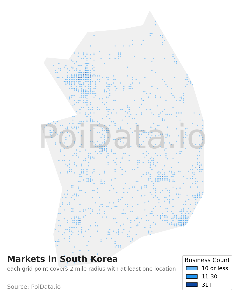Market density map for South Korea