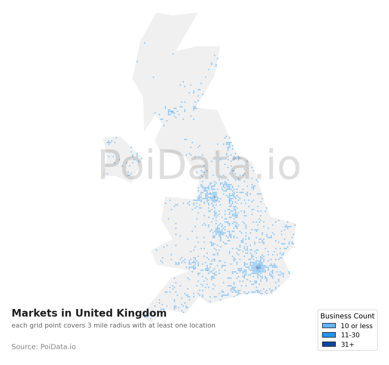 Market density map for United Kingdom