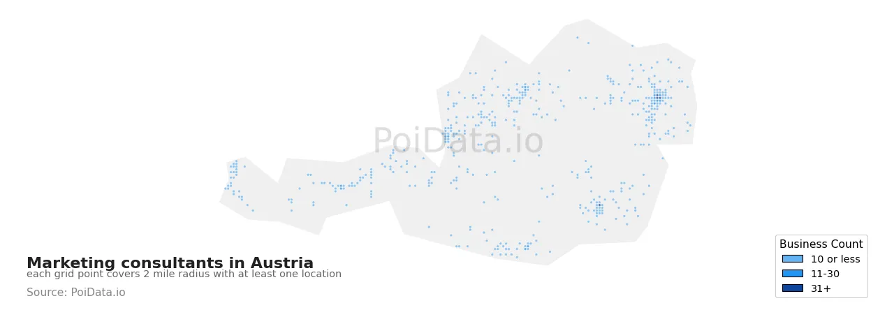 Marketing consultant density map for Austria