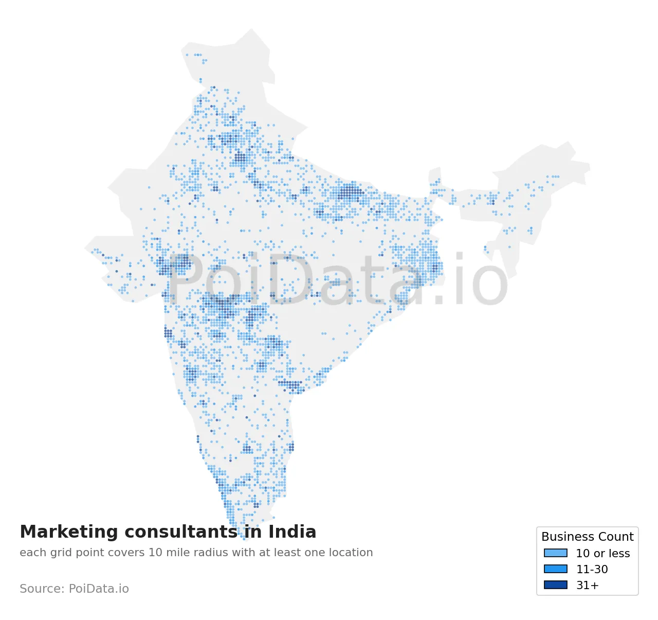 Marketing consultant density map for India