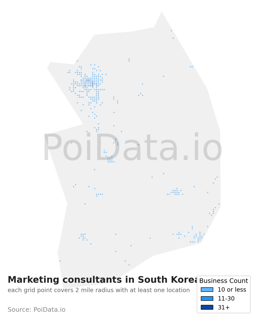 Marketing consultant density map for South Korea