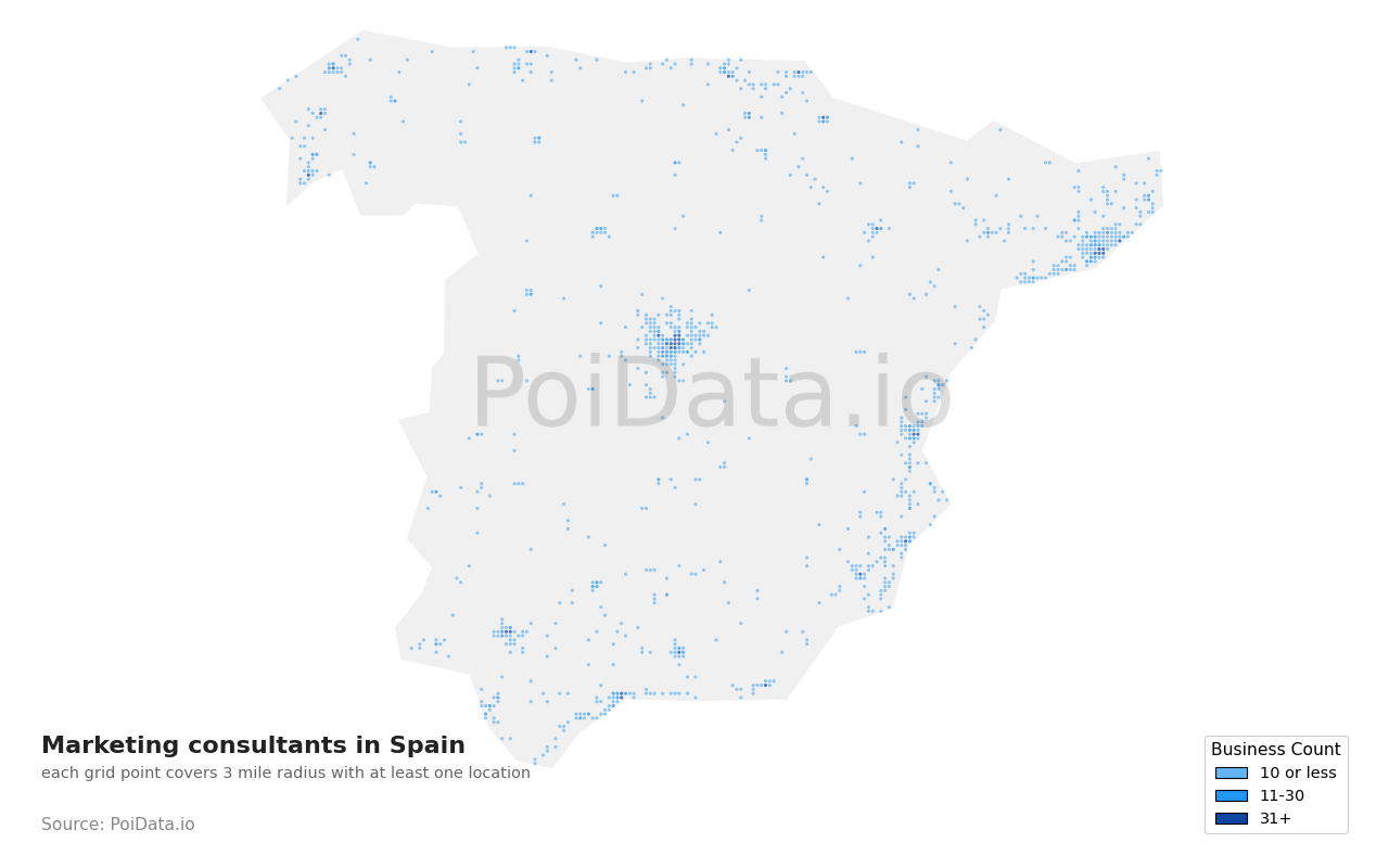 Marketing consultant density map for Spain