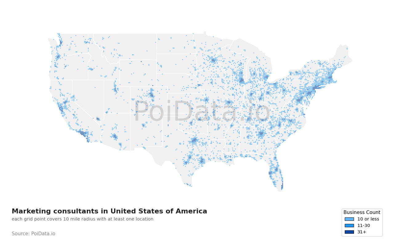 Marketing consultant density map for Massachusetts, United States
