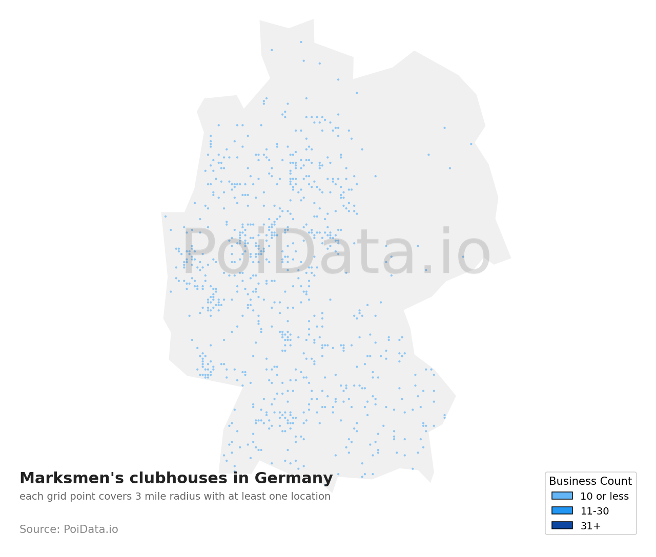 Marksmen's clubhouse density map for Germany