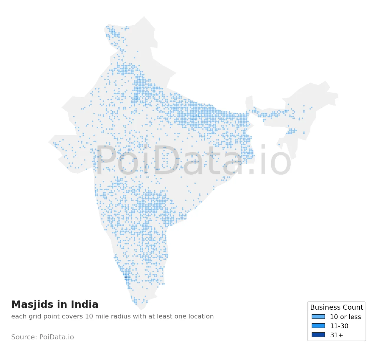 Masjid density map for India