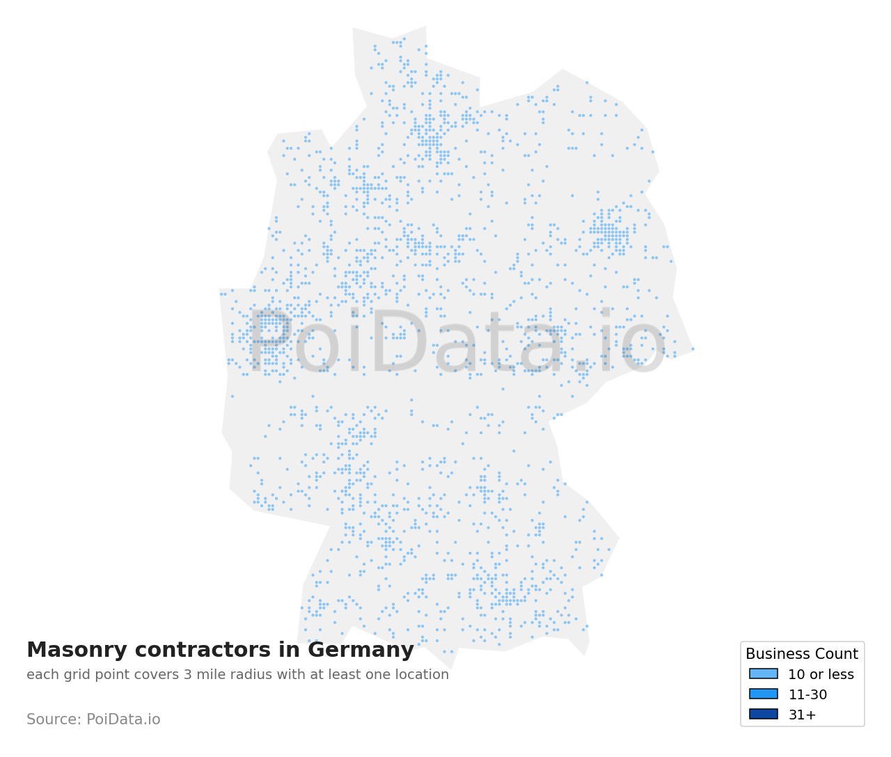 Masonry contractor density map for Germany