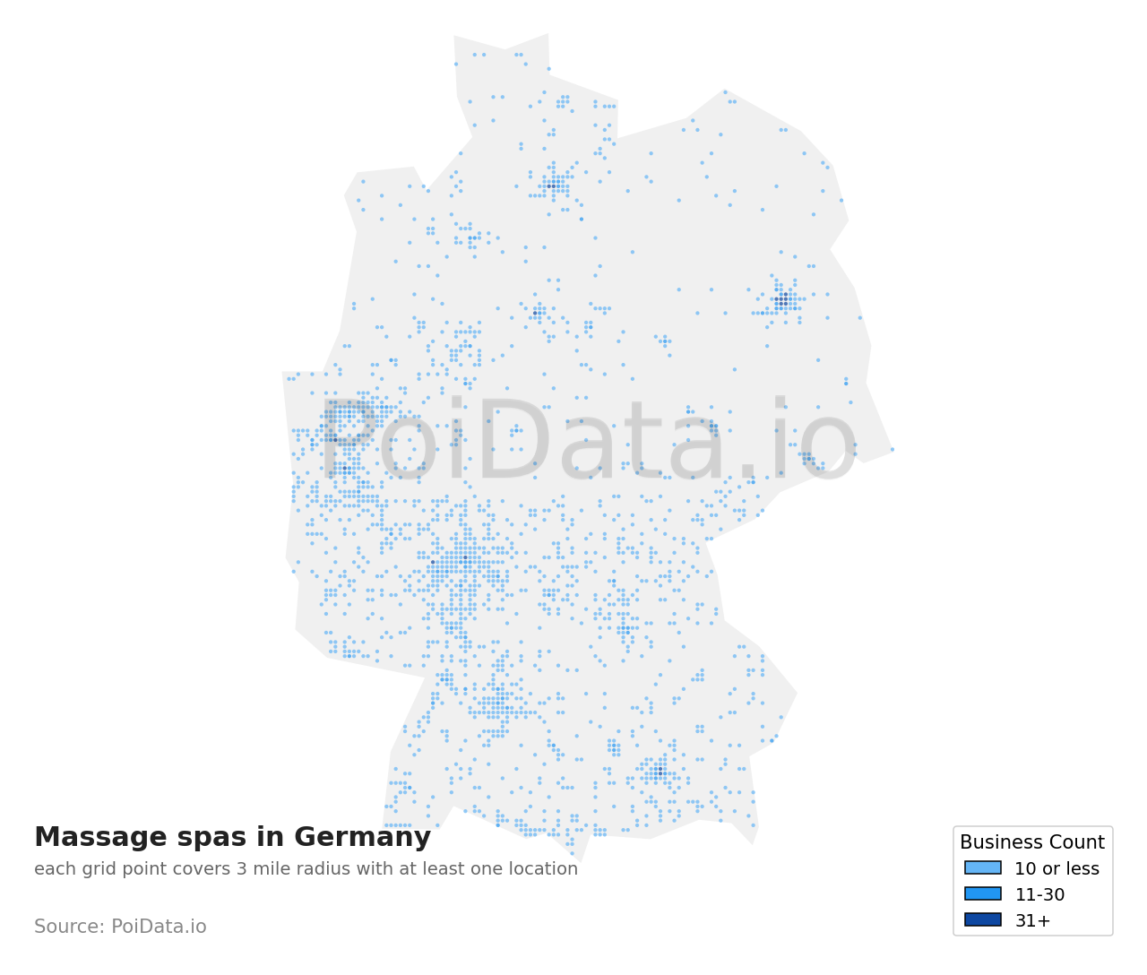 Massage spa density map for Germany