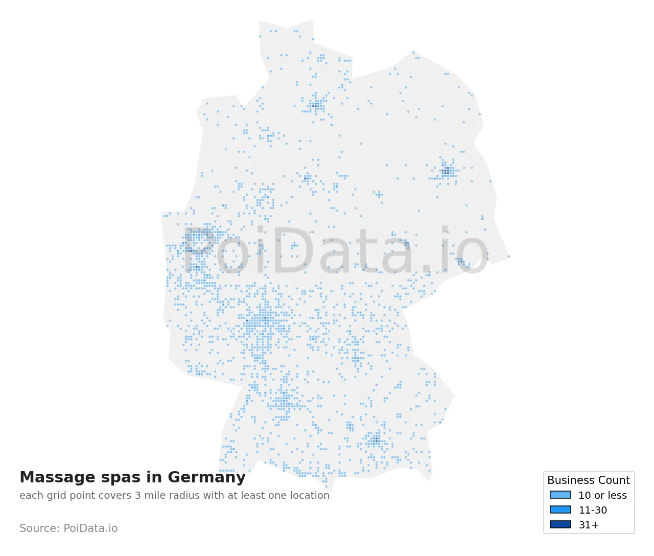 Massage spa density map for Germany