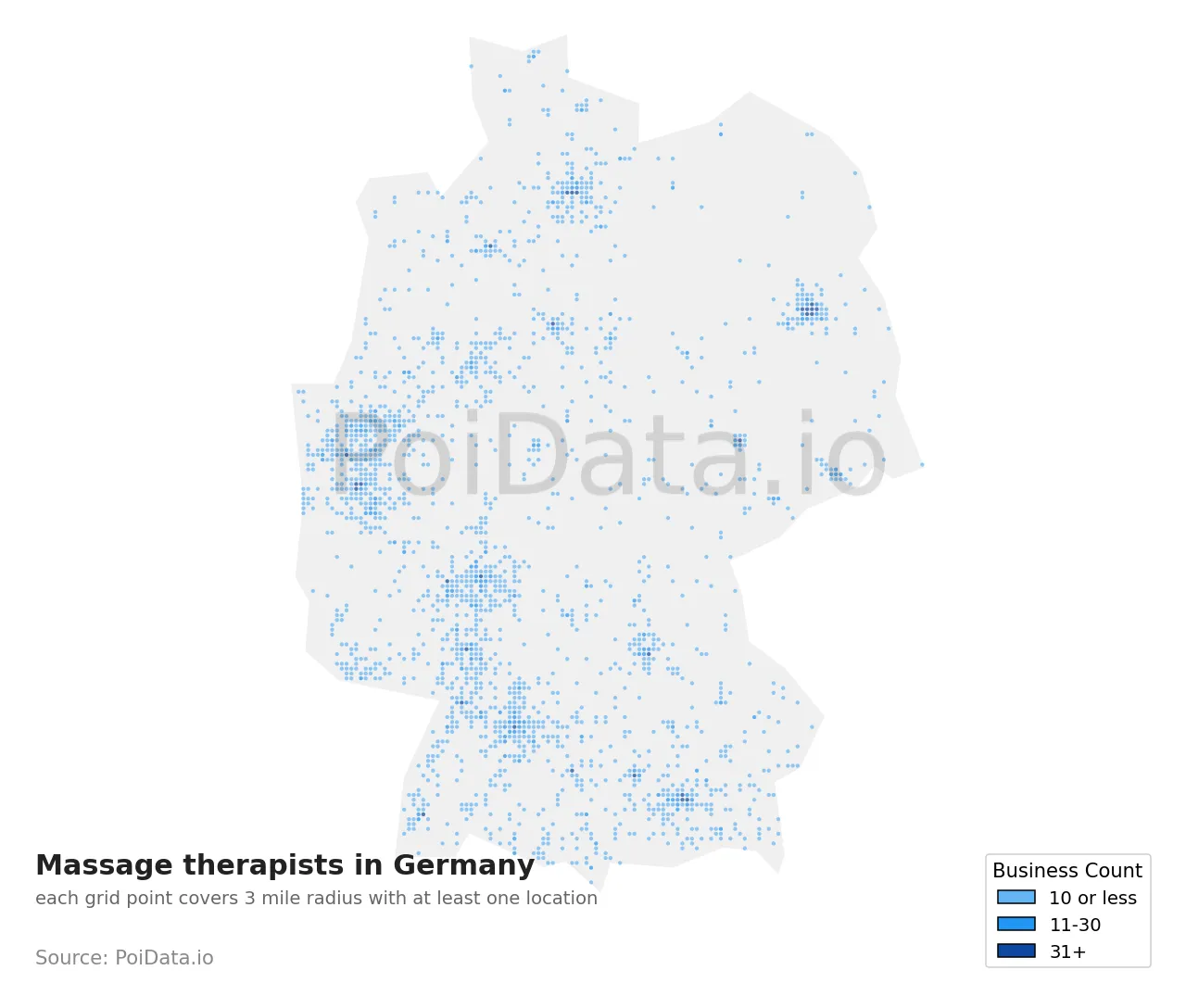 Massage therapist density map for Germany