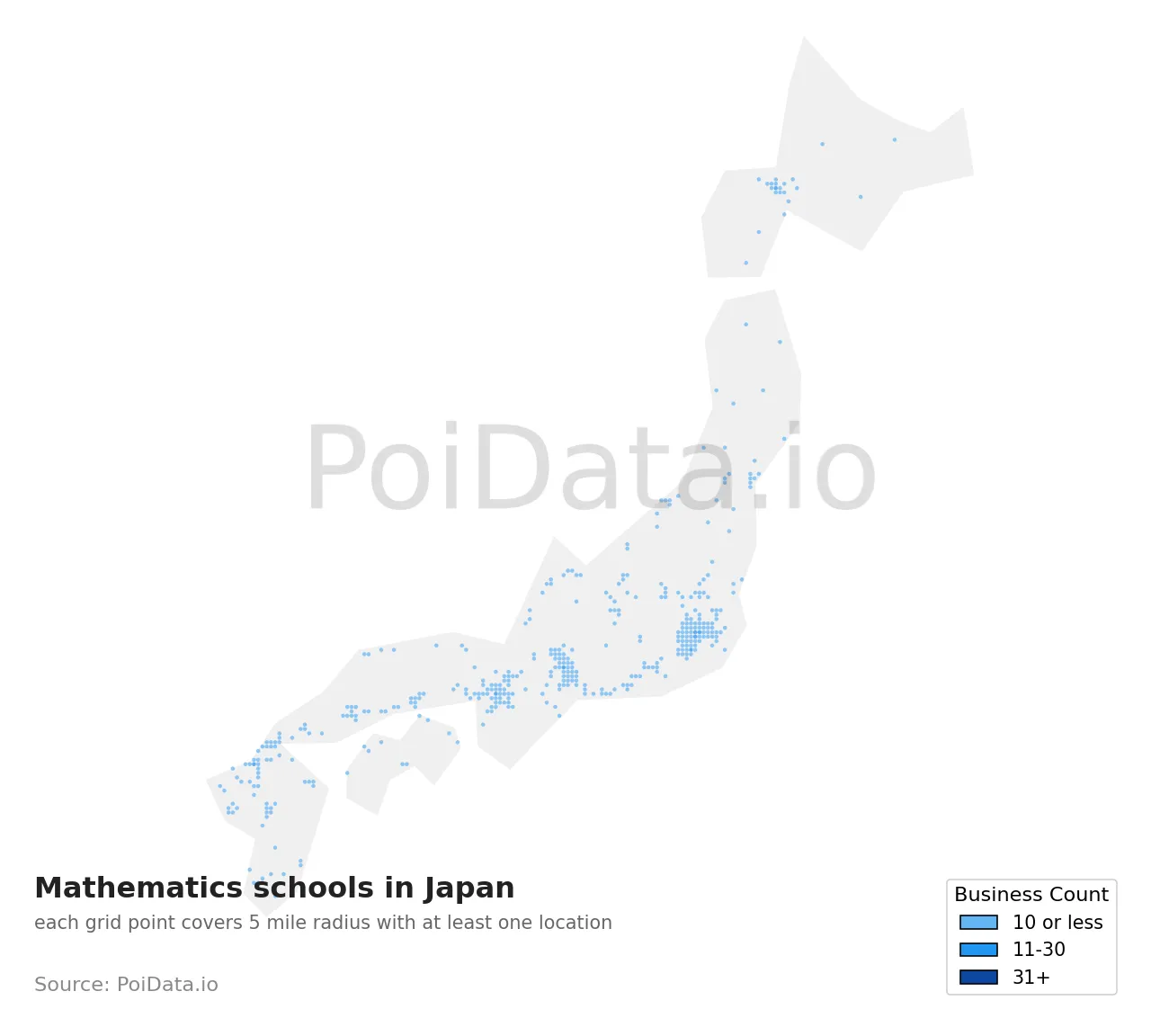 Mathematics school density map for Japan