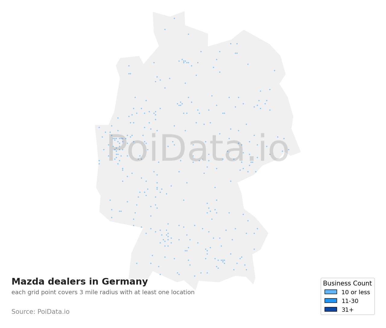 Mazda dealer density map for Germany