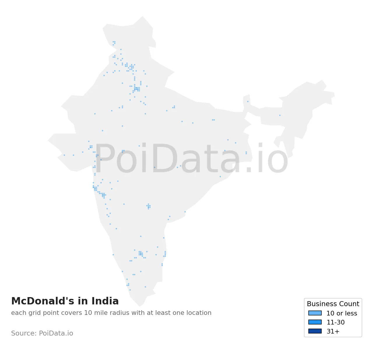 McDonald's density map for India