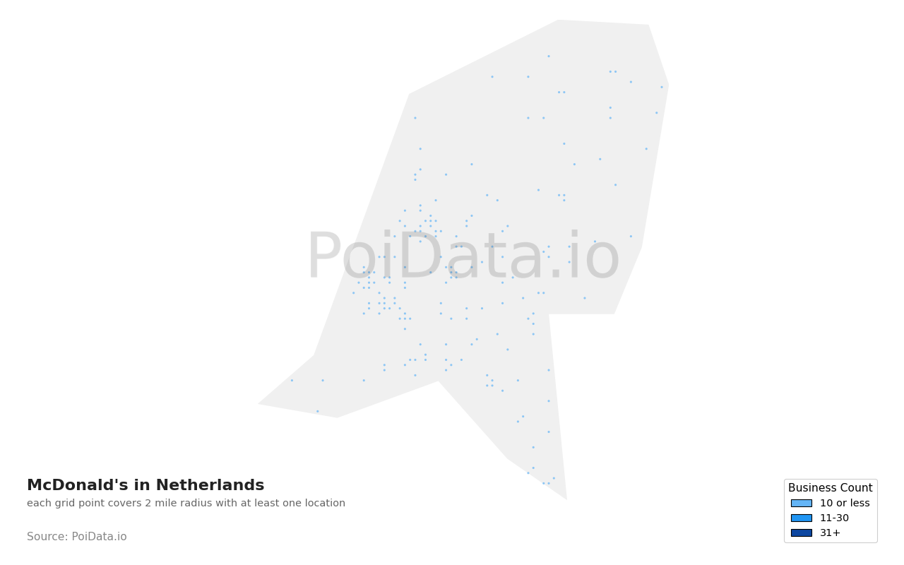 McDonald's density map for Netherlands
