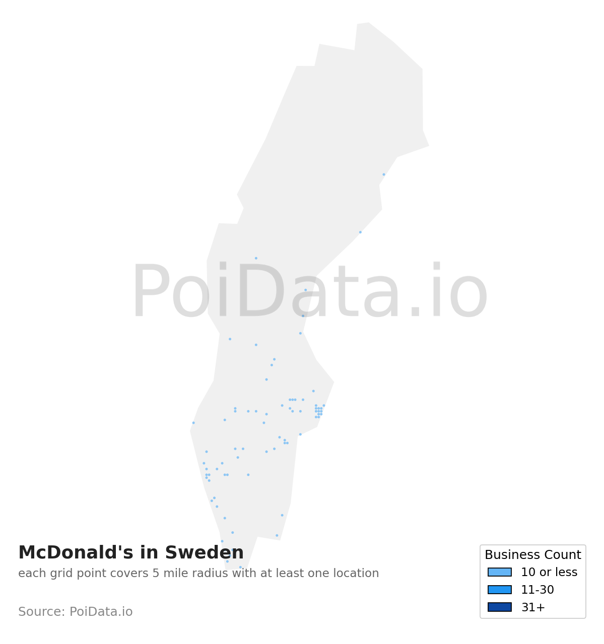 McDonald's density map for Sweden