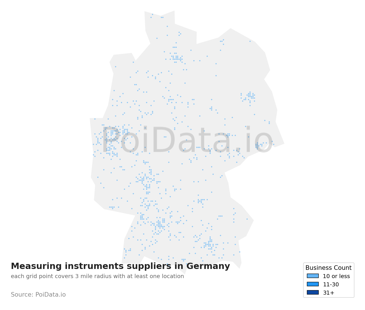 Measuring instruments supplier density map for Germany