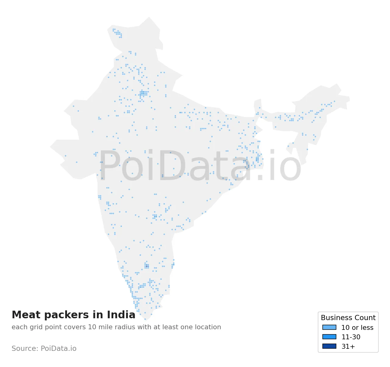 Meat packer density map for India