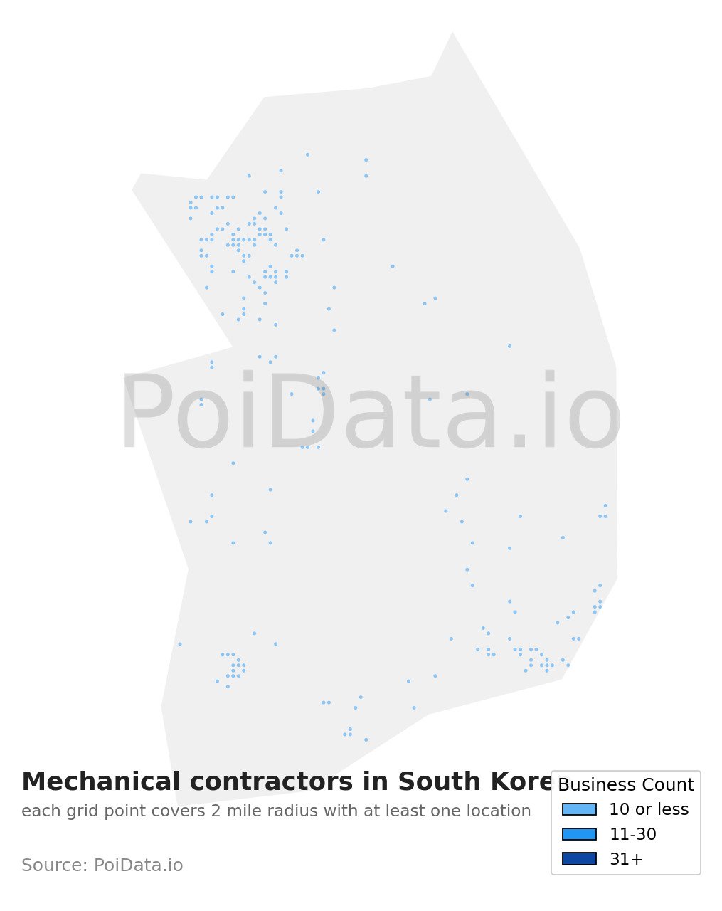 Mechanical contractor density map for South Korea