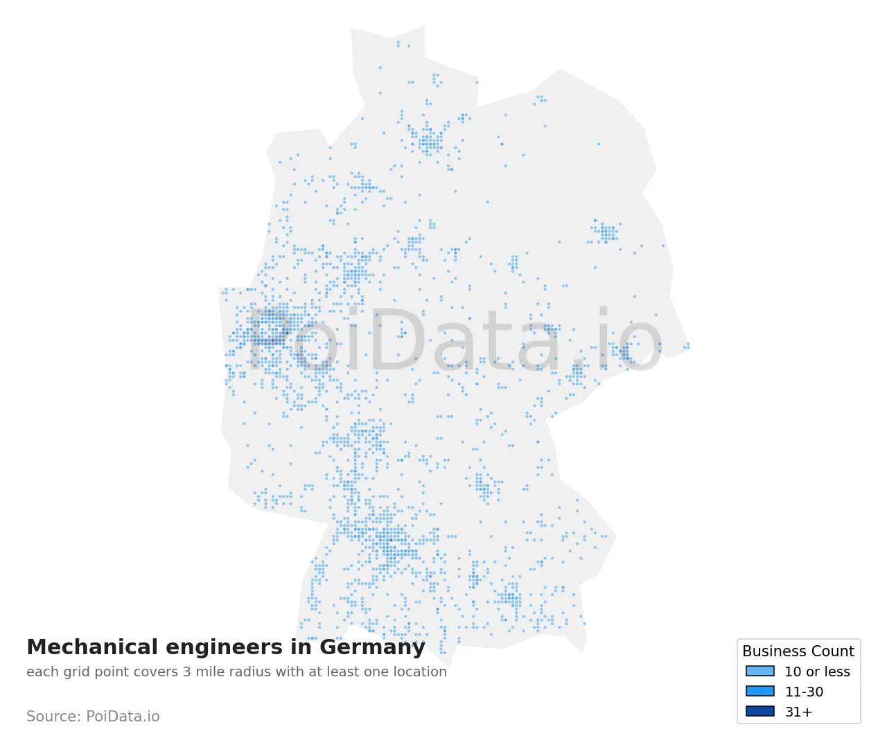 Mechanical engineer density map for Germany