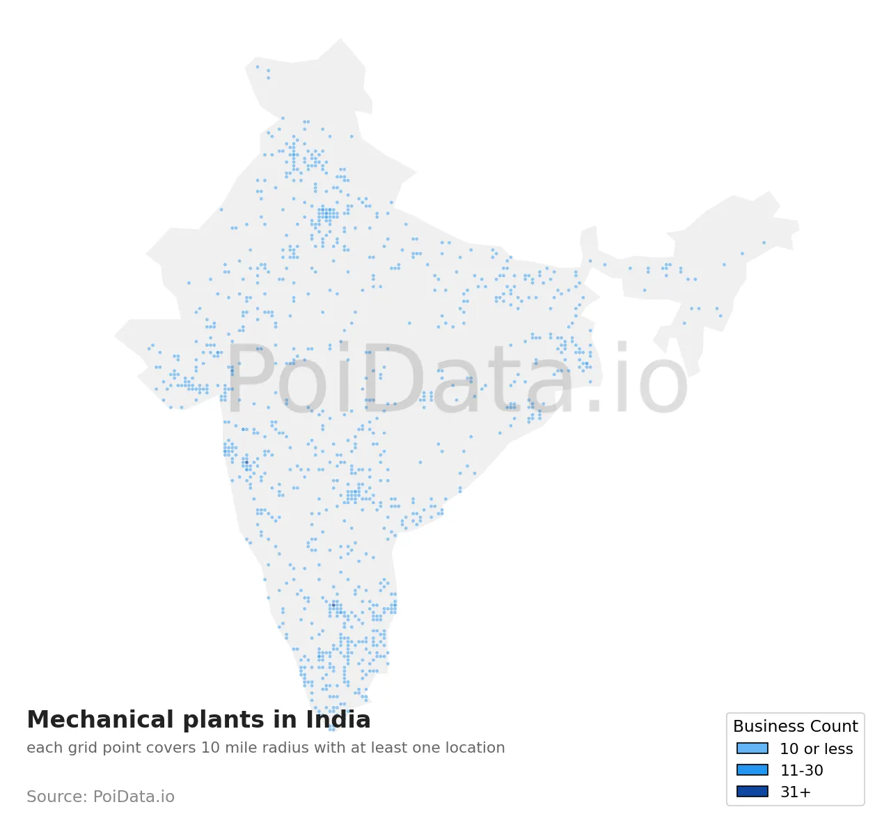 Mechanical plant density map for India