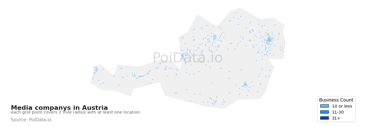 Media company density map for Austria