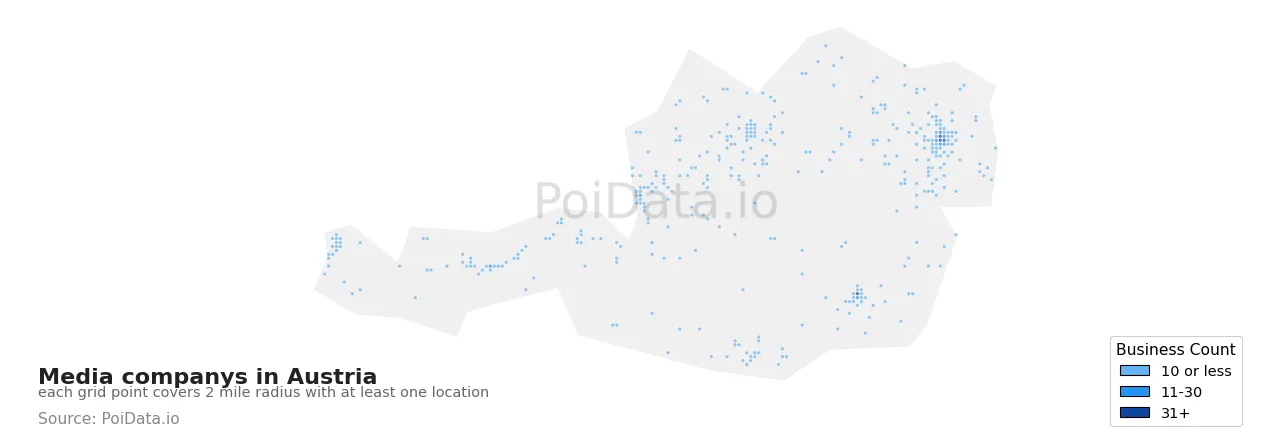 Media company density map for Austria