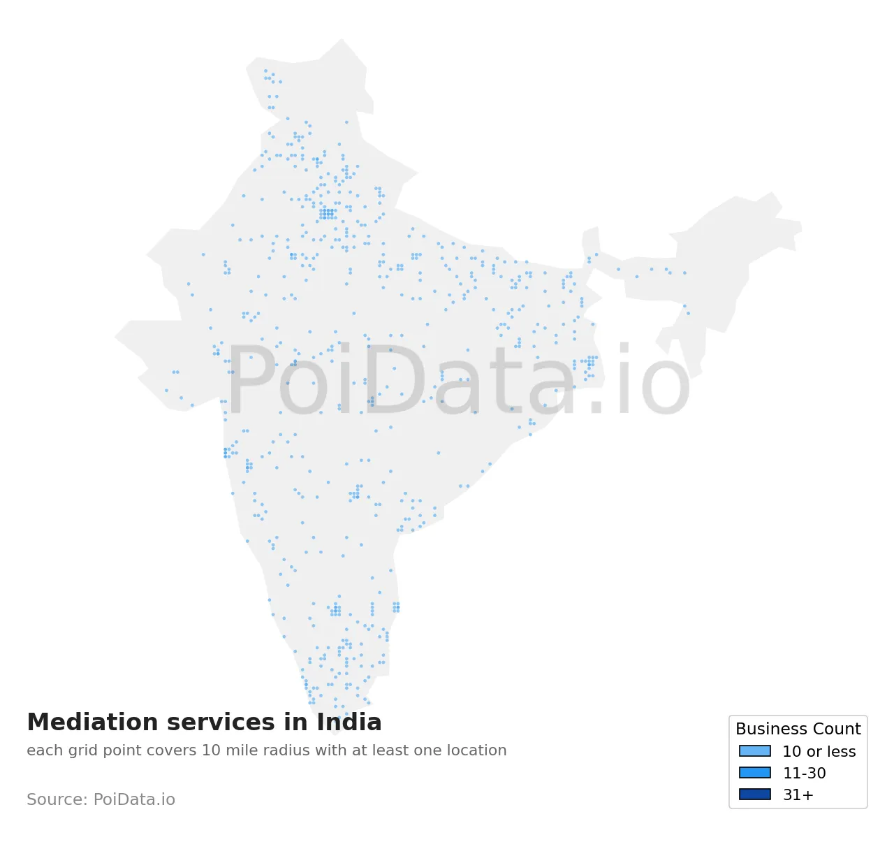 Mediation service density map for India