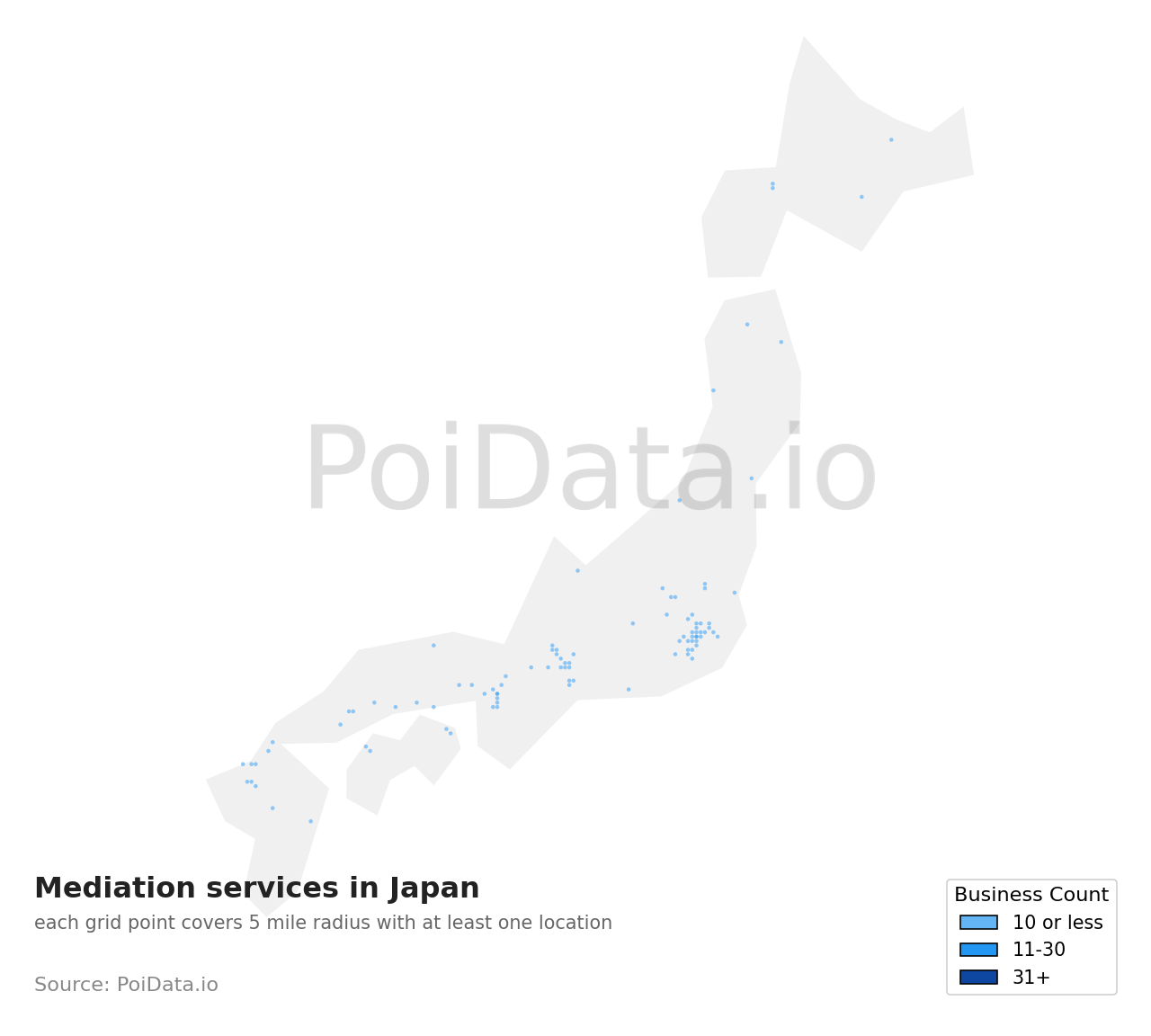 Mediation service density map for Japan