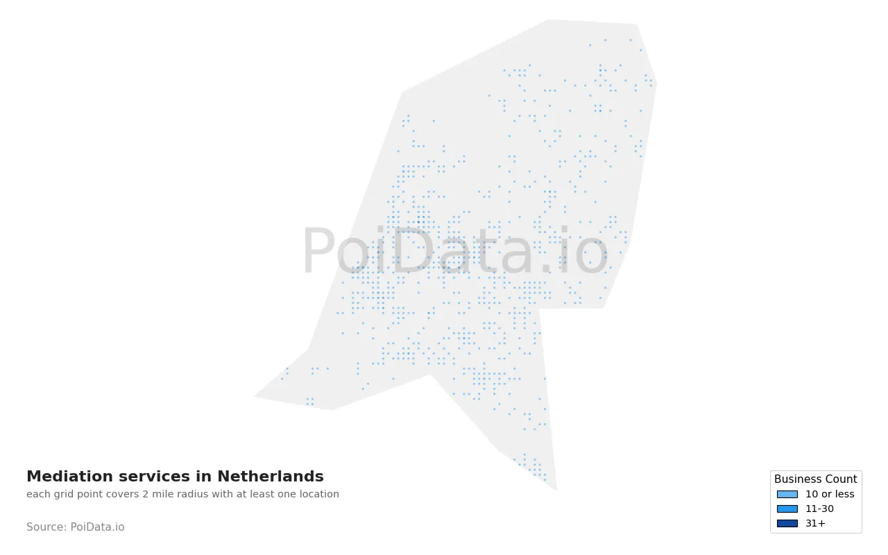 Mediation service density map for Netherlands