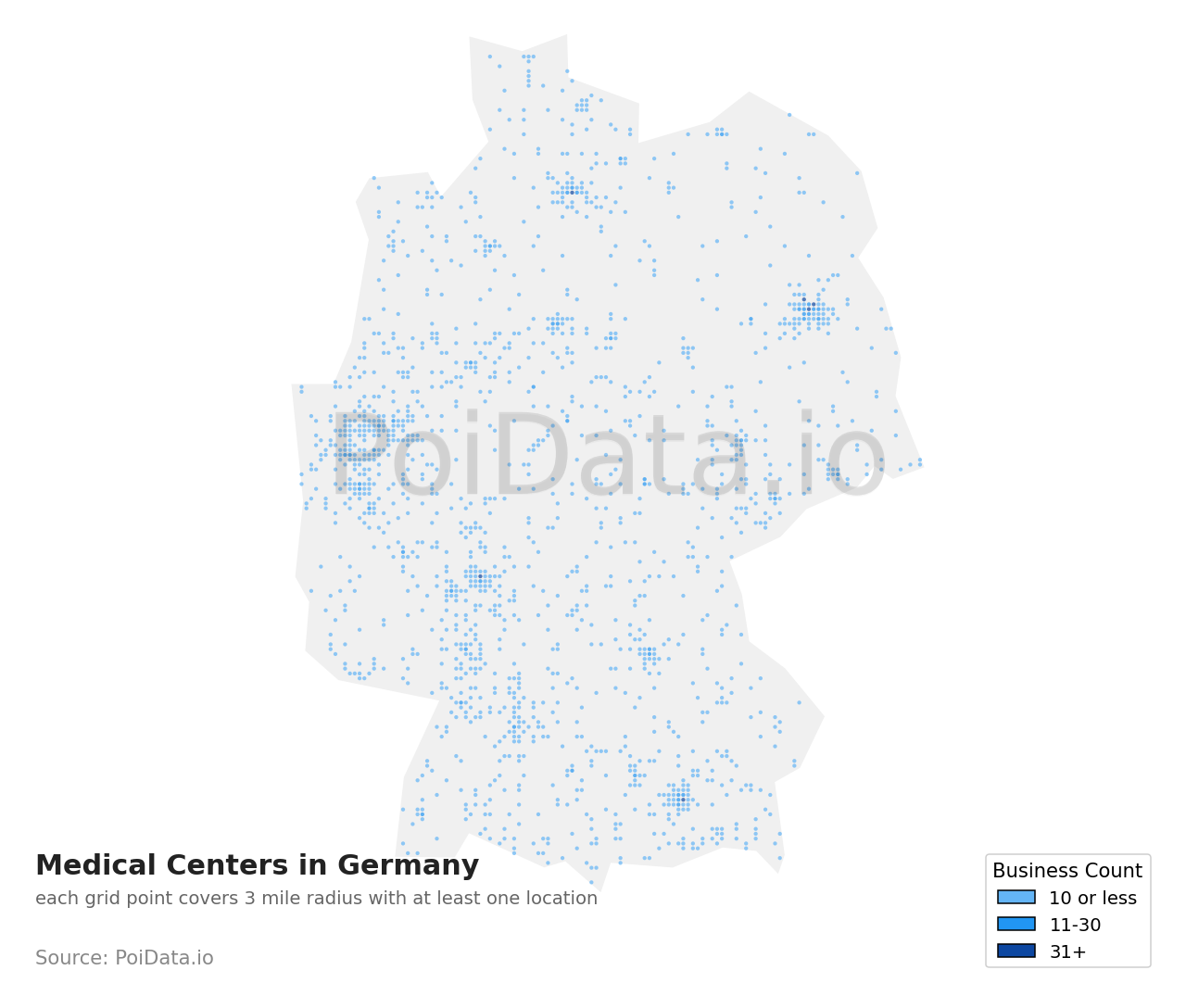 Medical Center density map for Germany