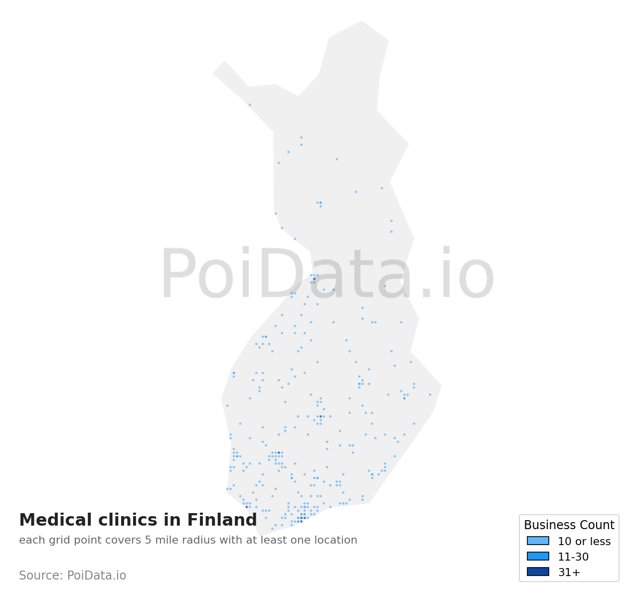 Medical clinic density map for Finland