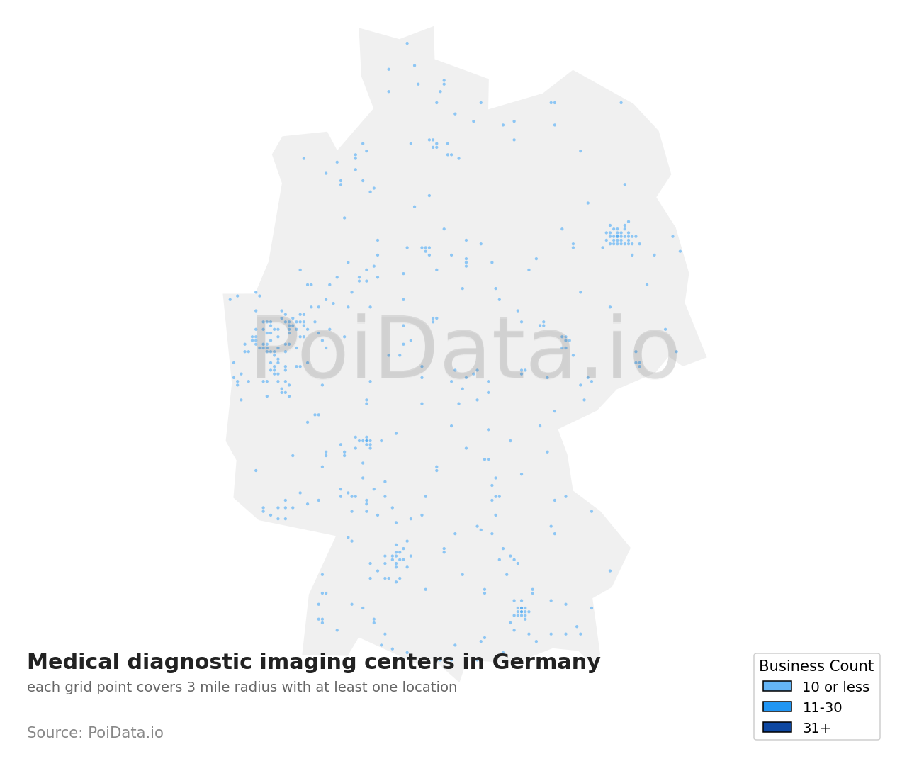 Medical diagnostic imaging center density map for Germany