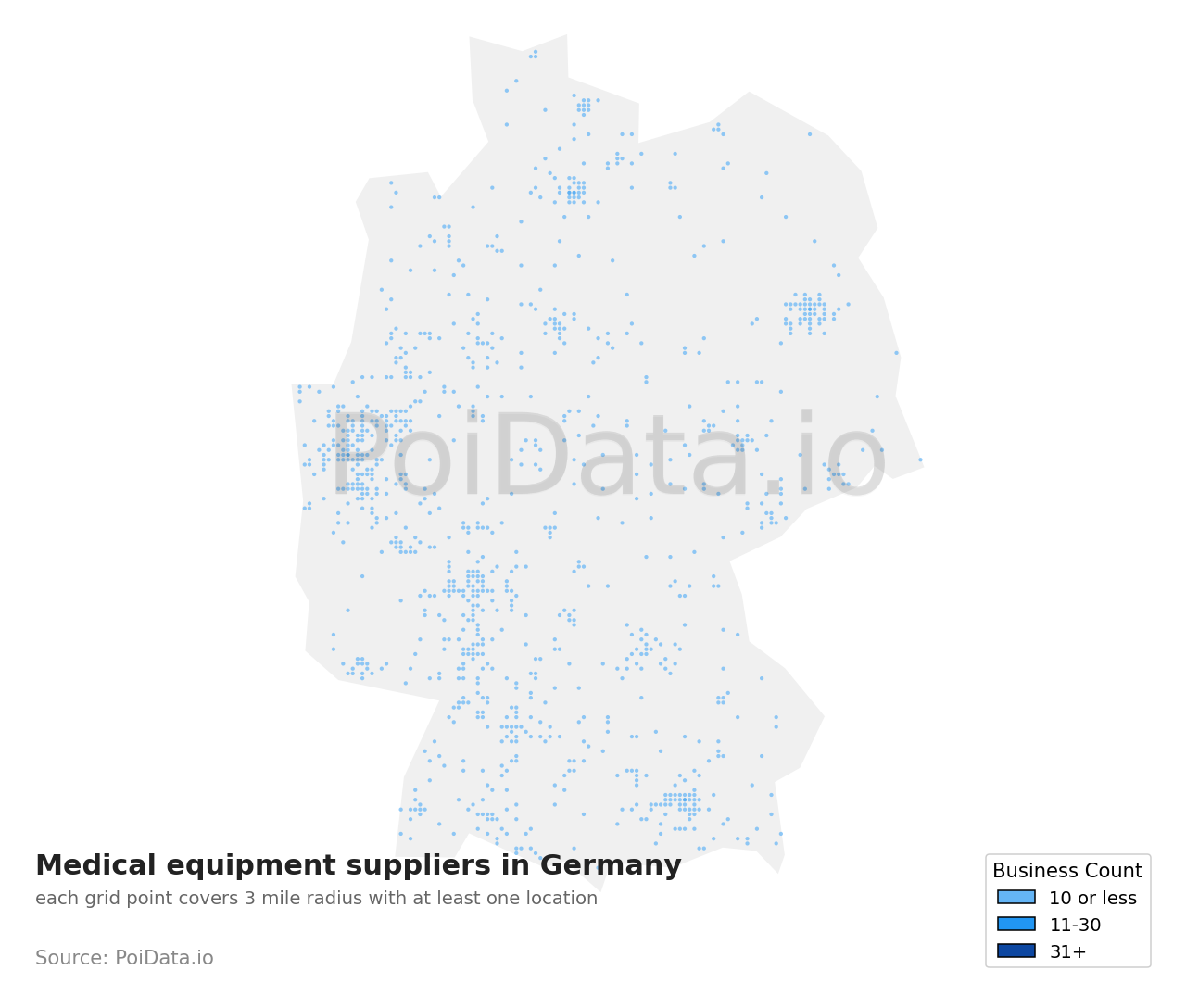Medical equipment supplier density map for Germany