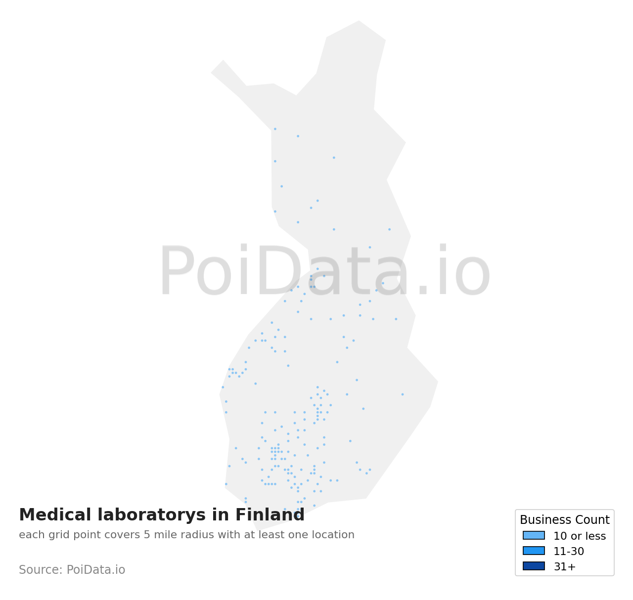 Medical laboratory density map for Finland