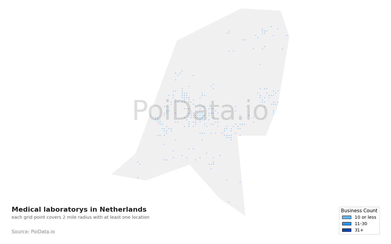 Medical laboratory density map for Netherlands