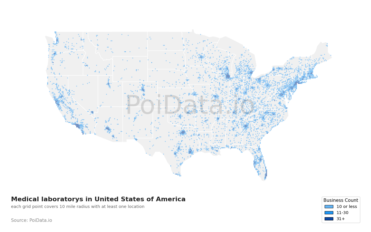 Medical laboratory density map for Colorado, United States
