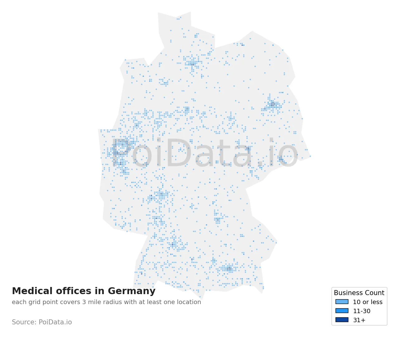 Medical office density map for Germany