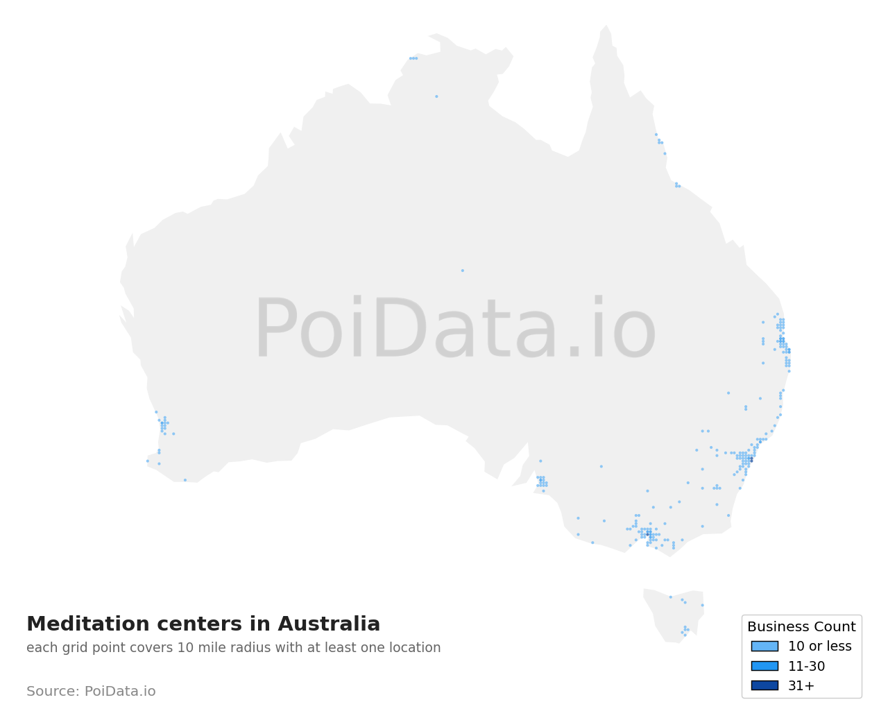 Meditation center density map for Australian Capital Territory, Australia