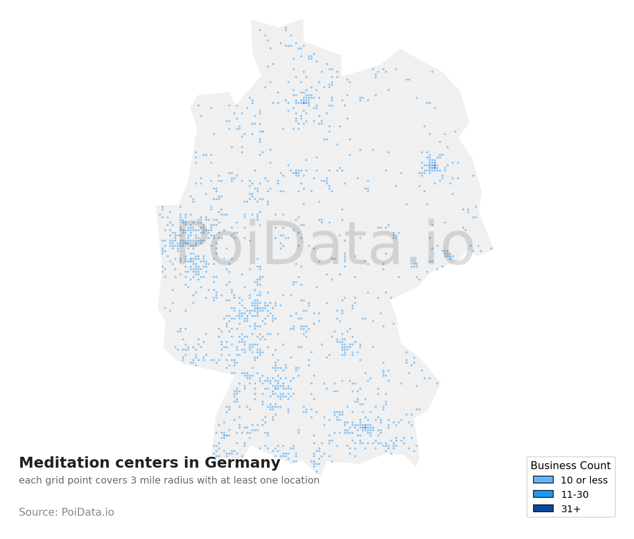Meditation center density map for Germany