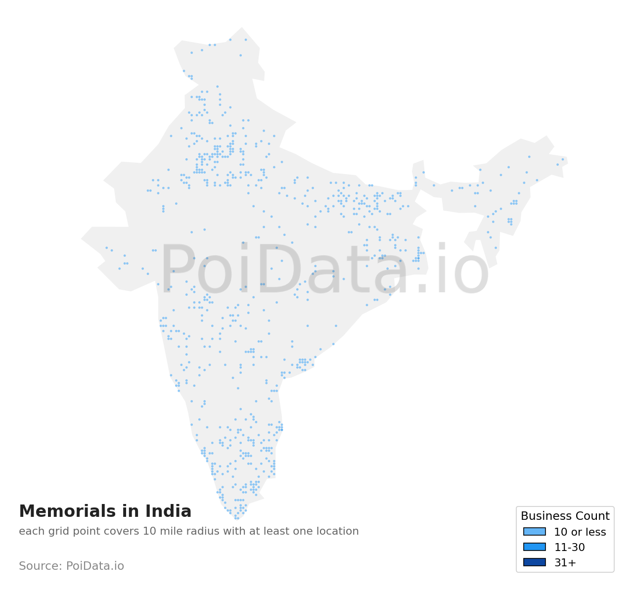 Memorial density map for India