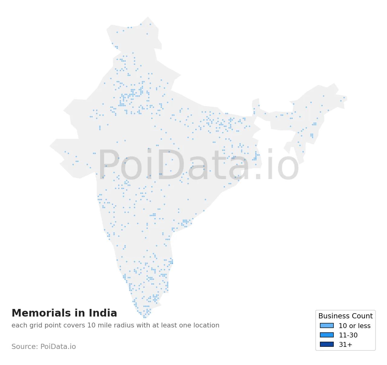 Memorial density map for India