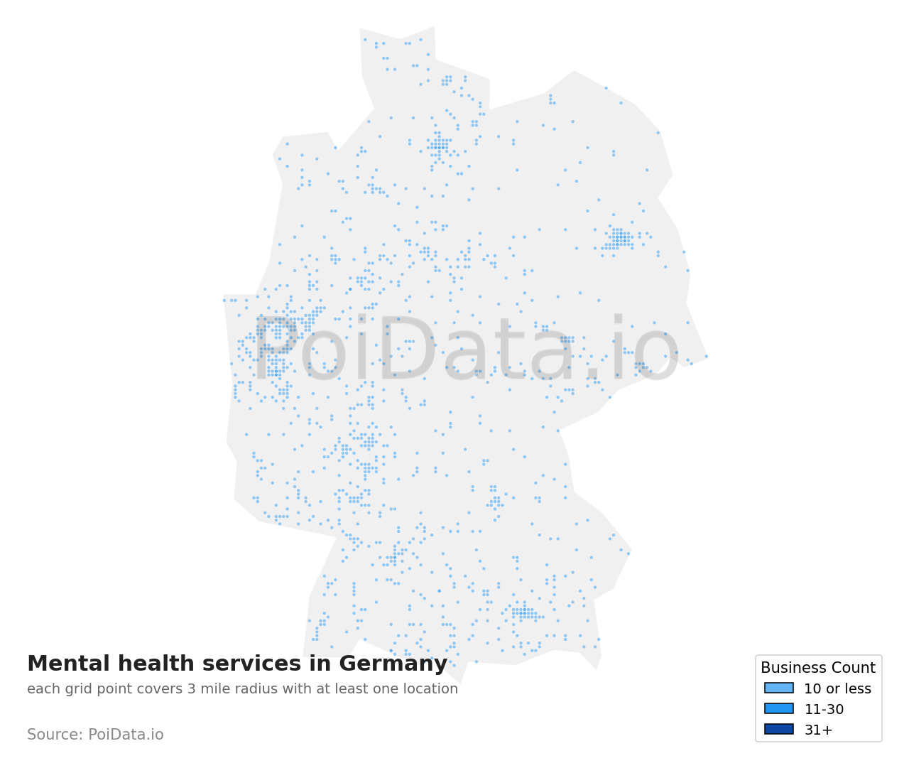 Mental health service density map for Germany