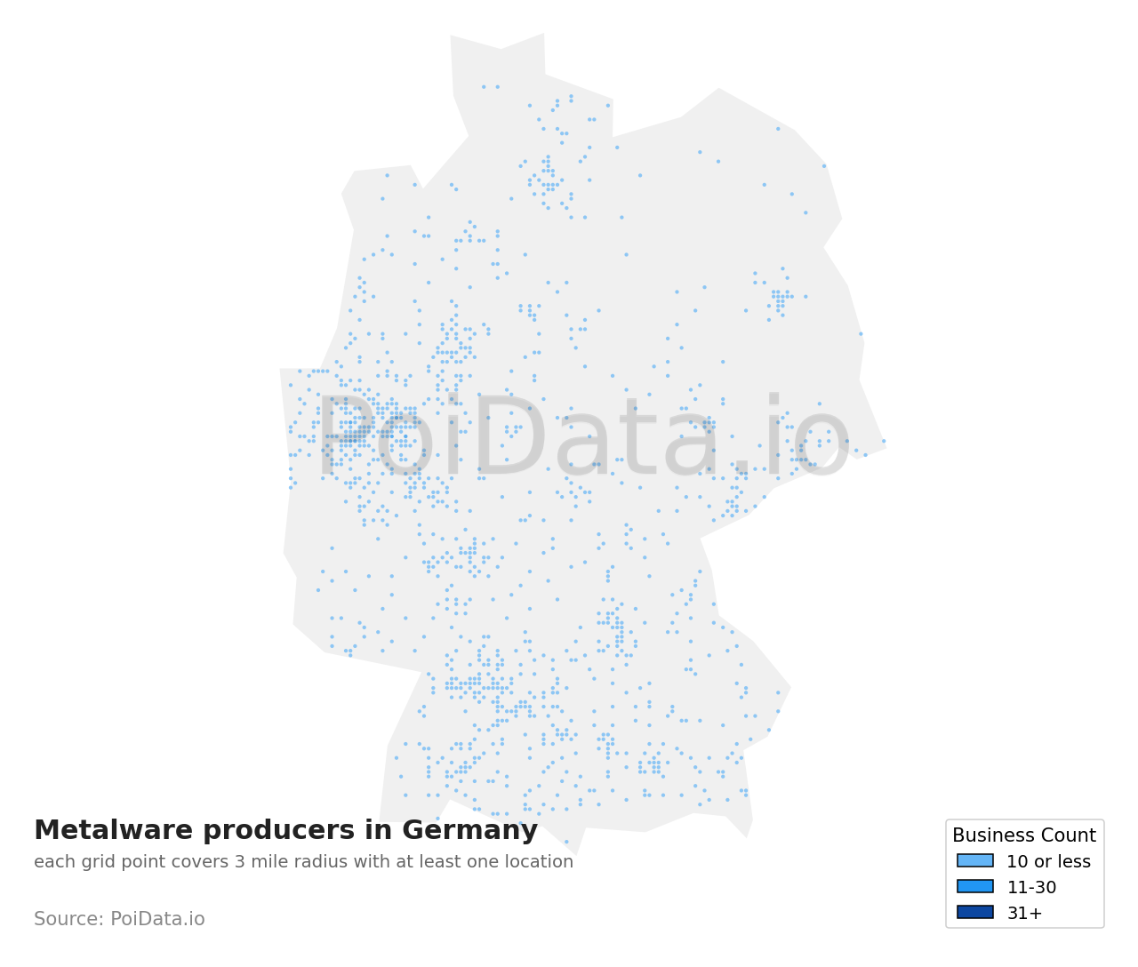 Metalware producer density map for Germany