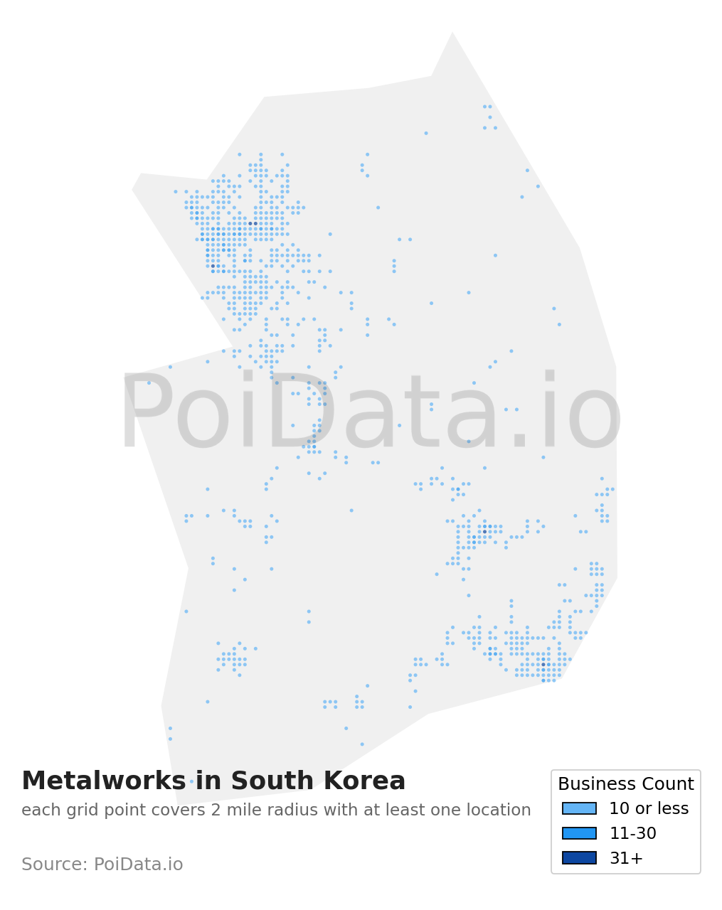 Metalwork density map for South Korea
