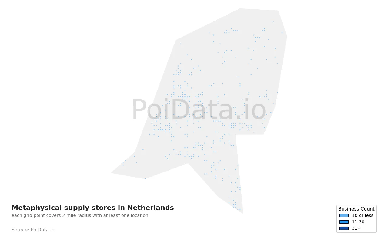 Metaphysical supply store density map for Netherlands